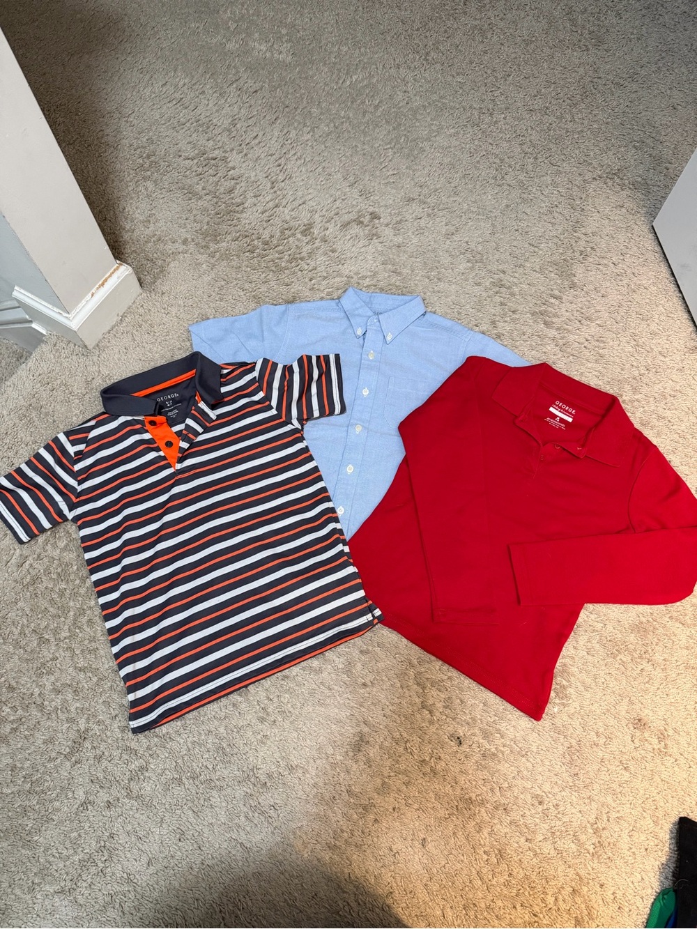 George Collared Shirt Trio - Striped, Light Blue and Red